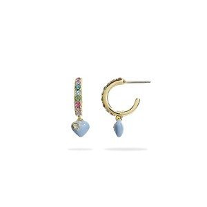Coach Women's Heart Charm Hoop Earrings