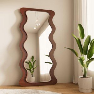 Wavy Wood Frame Full Length Floor Mirror