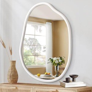 Unique Asymmetrical Wood Frame Wall Mirror - 16"x12