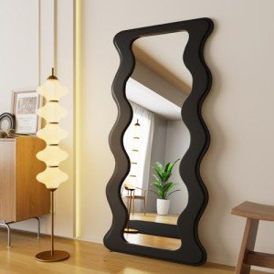 Stylish 65" Wavy Black Framed Full Length Mirror