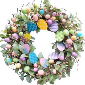 Egolot 20-Inch Easter Egg Wreath with Lamb Ears