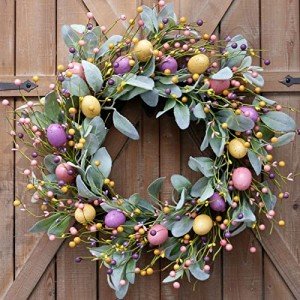 Colorful Easter Egg Wreath with Eucalyptus Leaves