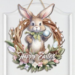 Charming Rabbit Easter Wreath for Front Door