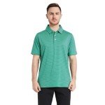 Men's Moisture-Wicking Golf Polo Shirt - Green Stripe