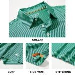 Men's Moisture-Wicking Golf Polo Shirt - Green Stripe