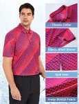 Men's Moisture-Wicking Golf Polo Shirt - Pink Geometric