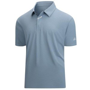 Men's Grey Moisture-Wicking Jacquard Golf Polo