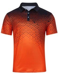 Orange Gradient Short Sleeve Golf Polo for Men
