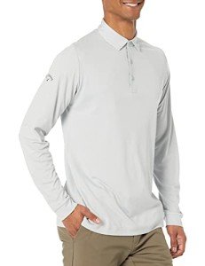 Callaway Men's Long Sleeve Golf Polo Shirt - White/Grey