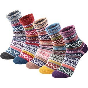 Cozy Wool Socks for Women - 5 Pairs