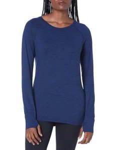 Women's Long Sleeve Workout Top - Navy Space Dye