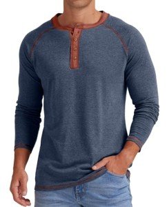 Men's Cotton Long Sleeve Henley Casual Shirt
