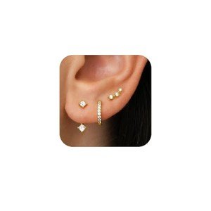 Trendy Gold Stud Earrings Set for Women