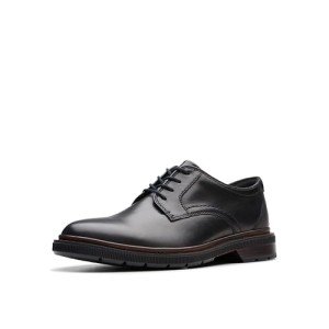Clarks Men's Black Leather Burchill Derby Shoes, Size 11