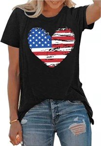 Patriotic Heart Graphic Tee for Women