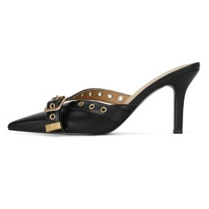 Chic Black Pointed Toe Bow Kitten Heels