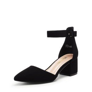 Women's Low Heel Black Nubuck Pump Shoes