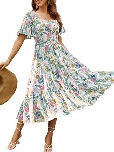 Amegoya Women's Floral Boho Midi Dress