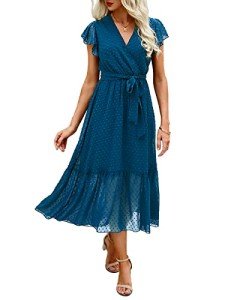 Summer Bohemian Floral Wrap Midi Dress for Women