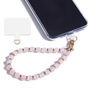 Rose Quartz Marble Beaded iPhone Wrist Strap