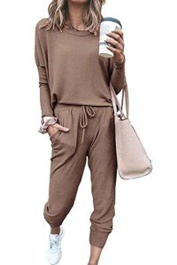 PrettyGarden Women's Fall Lounge Set - Dark Khaki