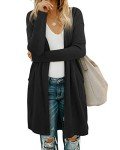 OUGES Women’s Lightweight Black Cardigan with Pockets