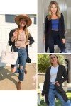 OUGES Women’s Lightweight Black Cardigan with Pockets