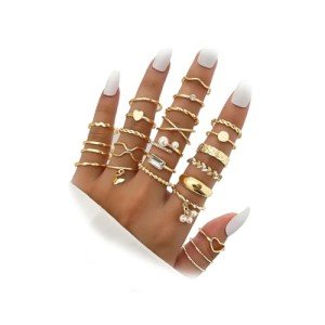 24 Pcs Vintage Gold Stackable Knuckle Ring Set
