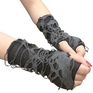 Luwigs Black Punk Fingerless Gloves for Halloween