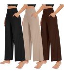 3 Pack Women's High Waist Wide Leg Pants