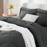 CozyLux 7-Piece King Bedding Set in Dark Grey