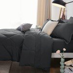 CozyLux 7-Piece King Bedding Set in Dark Grey