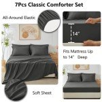 CozyLux 7-Piece King Bedding Set in Dark Grey