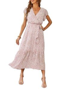 PrettyGarden Women's Floral Boho Maxi Dress - Pink