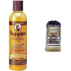 Wood Polish & Conditioner with Steel Wool Set