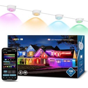 Smart RGB+IC Outdoor AI Christmas Lights, 100ft