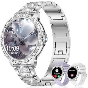 Diamond Smartwatch for Women with AI Voice & Fitness Tracker