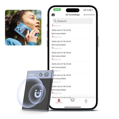 Ajunbee AI Voice Recorder with App Control