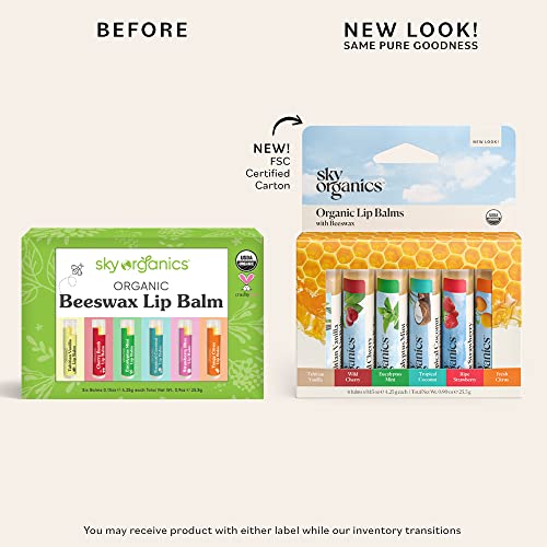 Sky Organics Organic Beeswax Lip Balm 6-Pack
