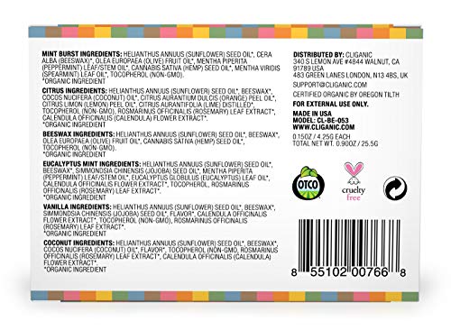 Cliganic Organic Lip Balm - 6 Soothing Flavors