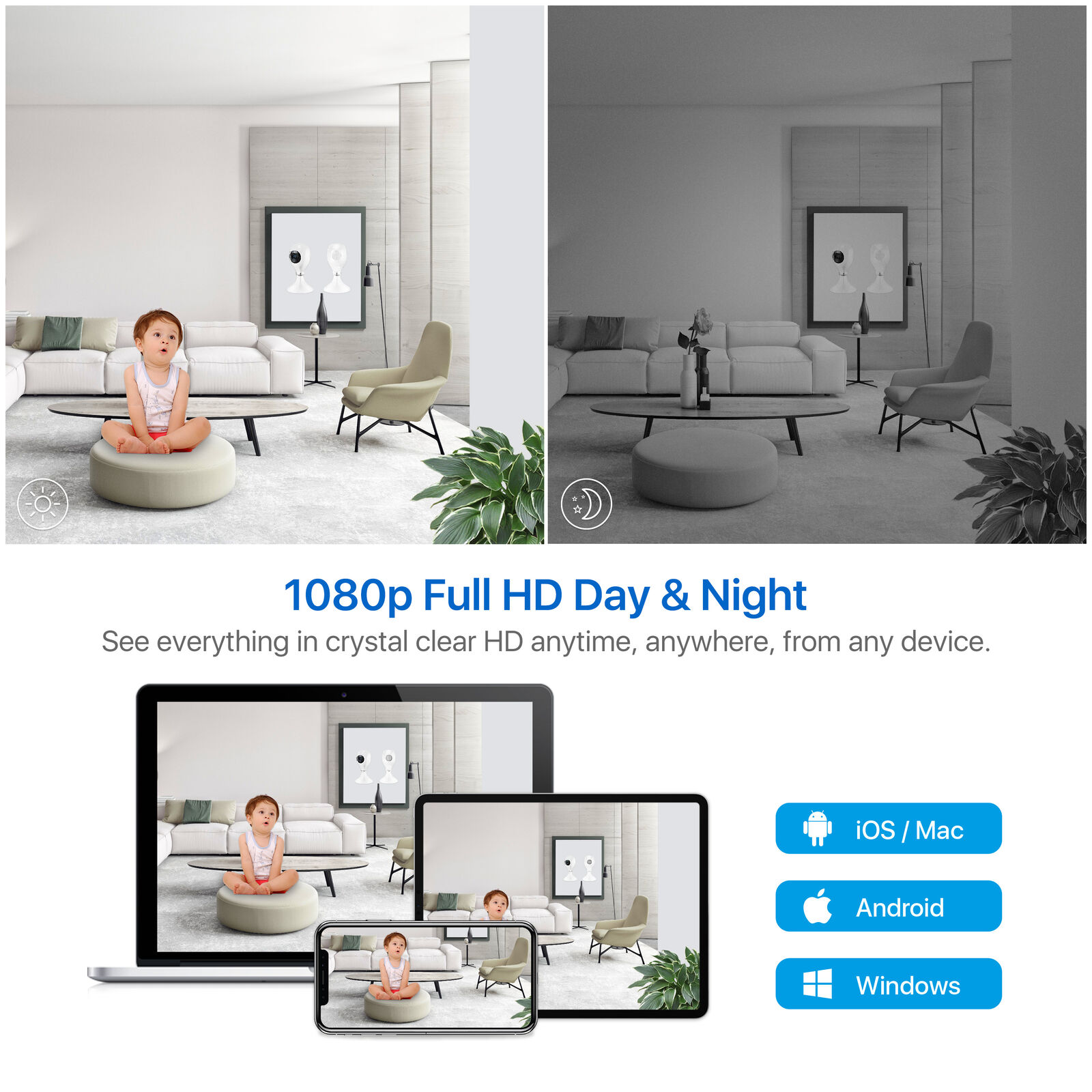 WiFi Security Camera with Night Vision & Audio