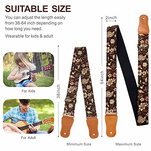 Japanese Cotton Guitar Strap for Acoustic Guitar, Ukulele