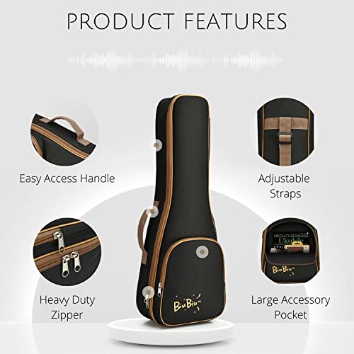 Flexzion Tenor Ukulele Backpack Case - Black