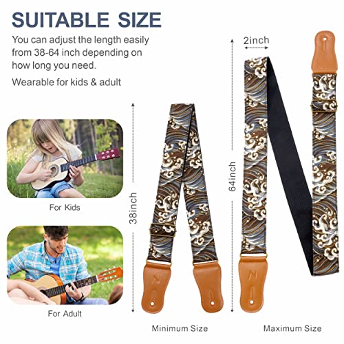 Japanese Cotton Guitar Strap for Ukulele (Waves)