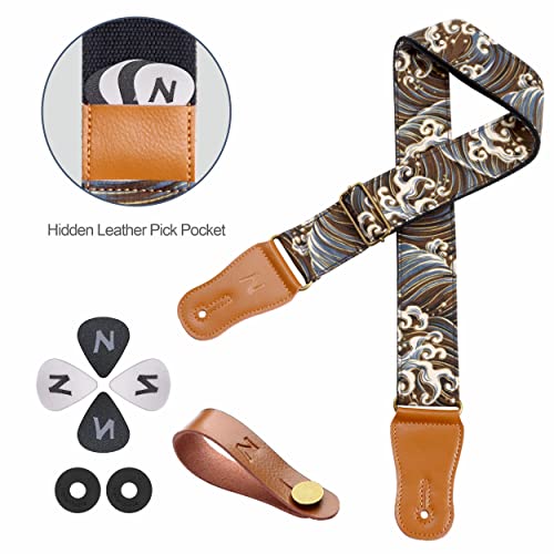 Japanese Cotton Guitar Strap for Ukulele (Waves)