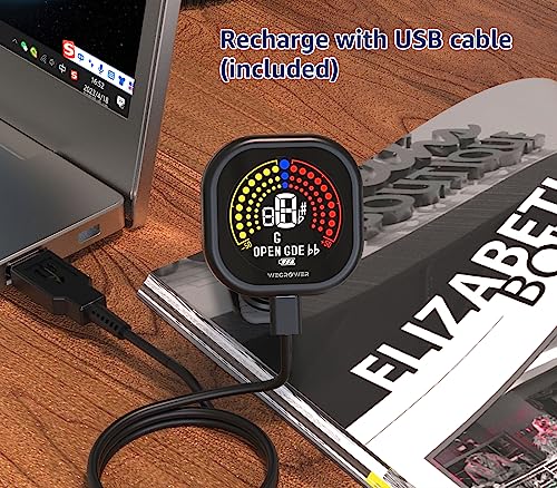 Clip-On Rechargeable Ukulele Tuner with Color Display