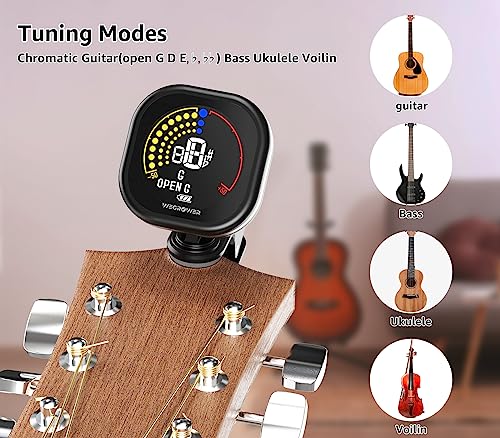 Clip-On Rechargeable Ukulele Tuner with Color Display