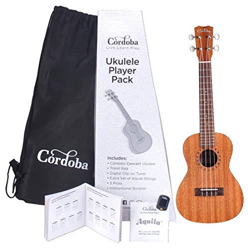 Cordoba Concert Ukulele Pack: Travel Bag Included