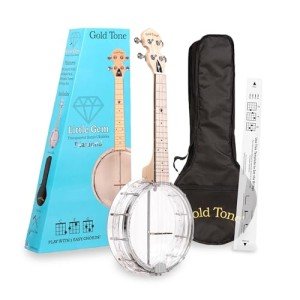 Gemstone Ukulele, Clear with 4 Strings (Gold Tone)