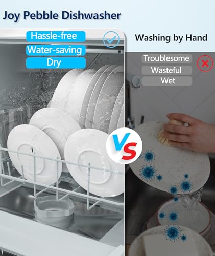 Joy Pebble Countertop Portable Dishwasher, 28 Pieces, 6 Programs